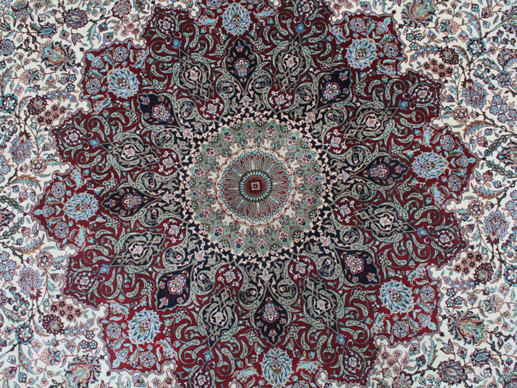 hand-made silk carpet central medallion
