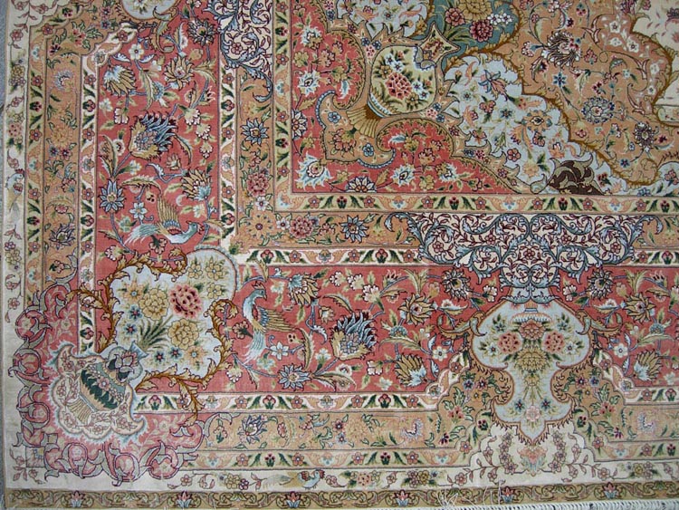 the inner bracket of persian design silk carpet
