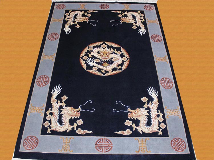 five dragons design chinese spun silk carpet