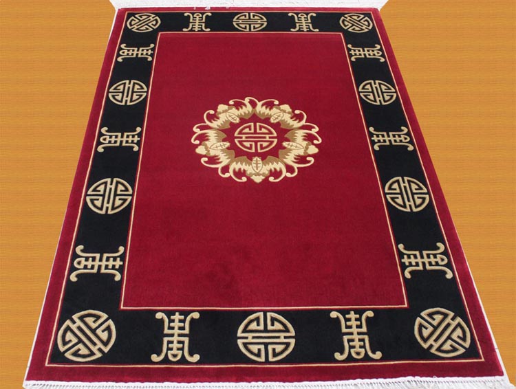 red color bat design chinese spun silk carpet