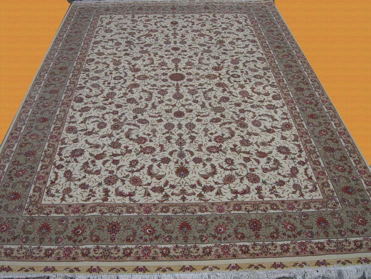 allover design silk and wool rug