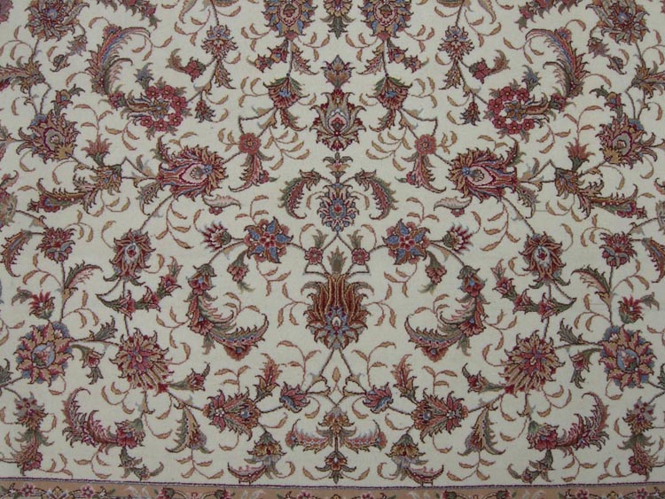 ivory white main color of silk and wool rug