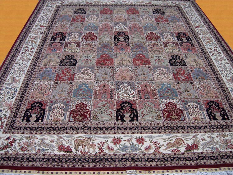 isfahan garden design silk and wool carpet