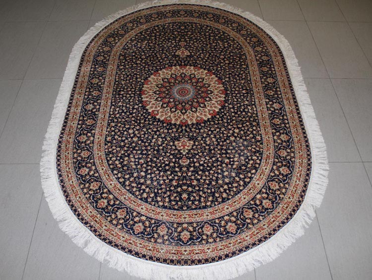 oval shape silk carpet