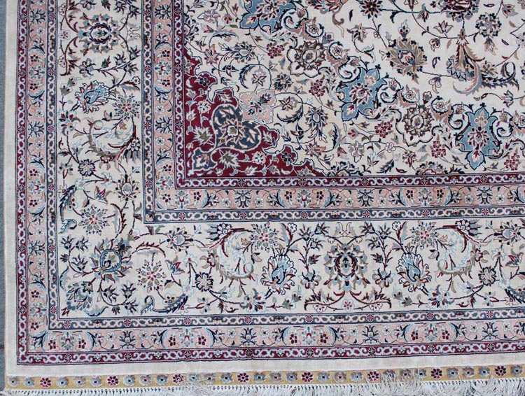 the border of Nain design silk rug