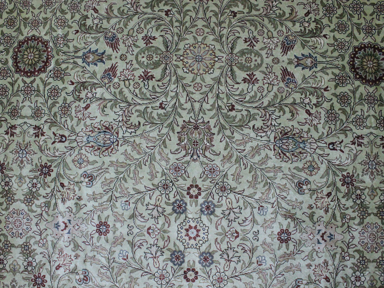 oriental hand-made silk rug central medallion