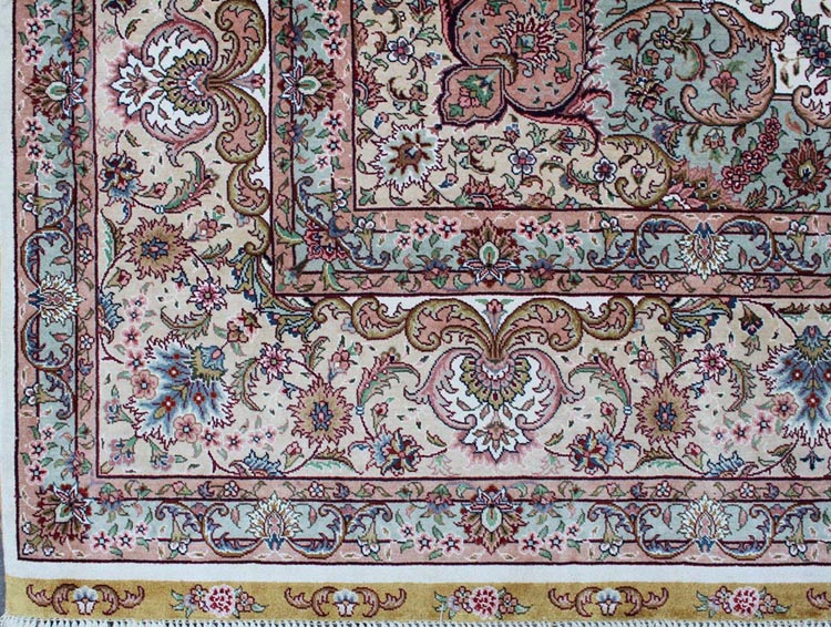 the corner of hand-made persian silk carpet