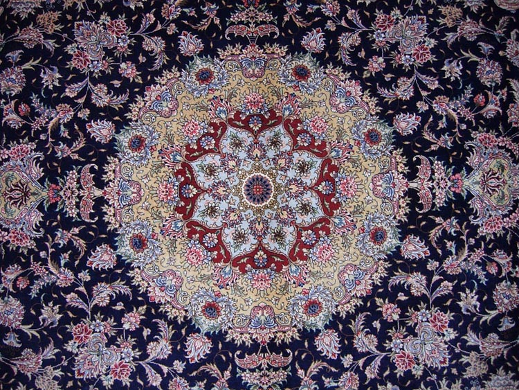 center of square shape silk carpet