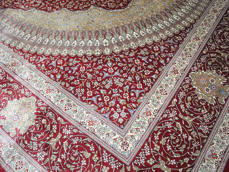 the corner of hand-made orietal silk carpet