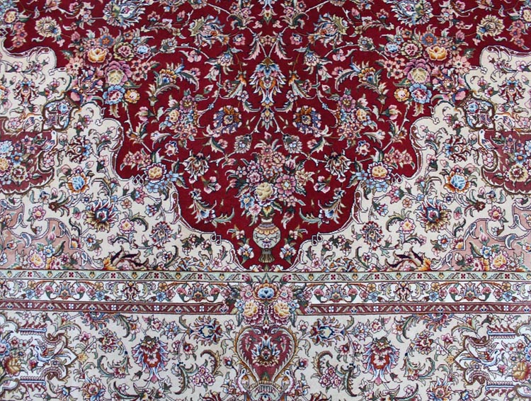red color Persian silk carpet