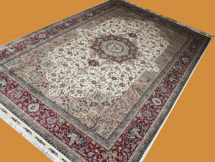  white  Persian silk rug