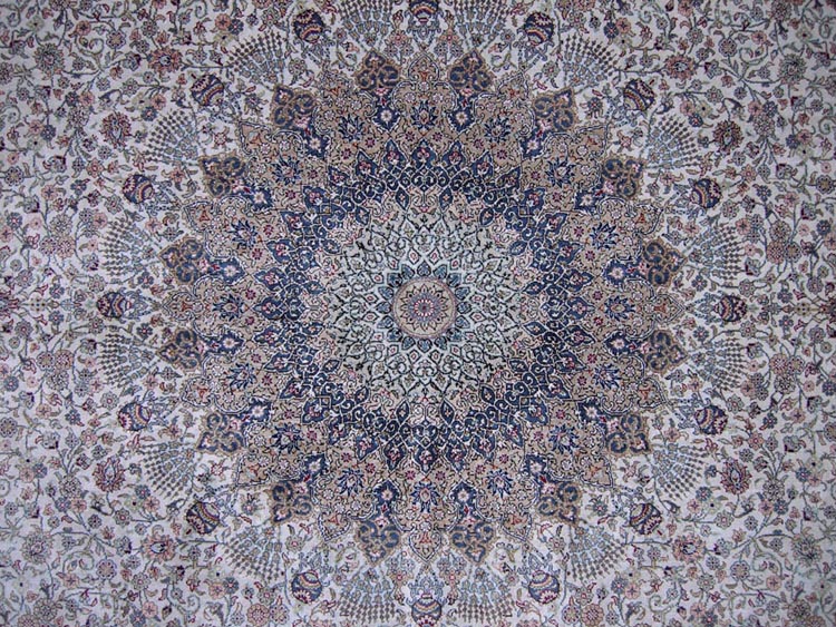 Chinese hand-made silk rug central medallion