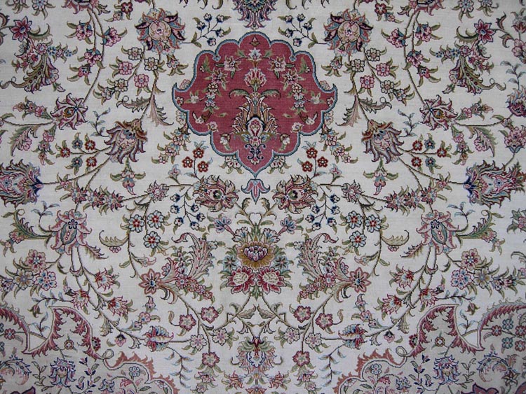 Chinese silk carpet white field
