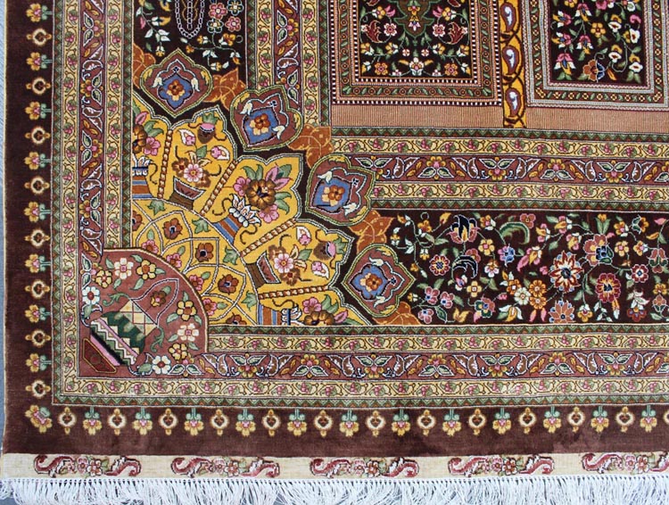fringes of persian silk carpet