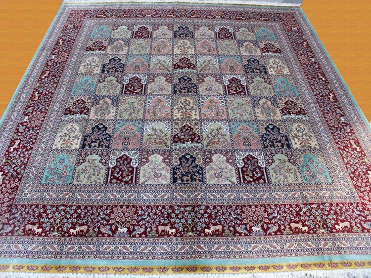 square shape silk rug