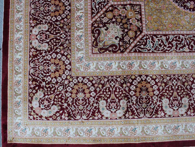 border of Qum design silk carpet