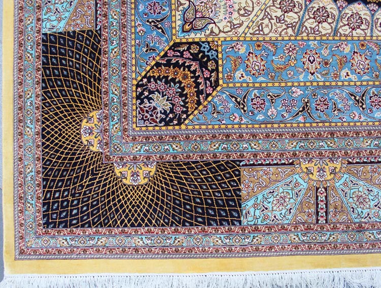 isfahan silk rug corner
