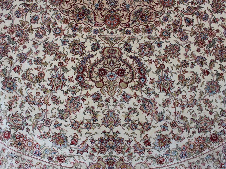 field of  circular shape silk carpet