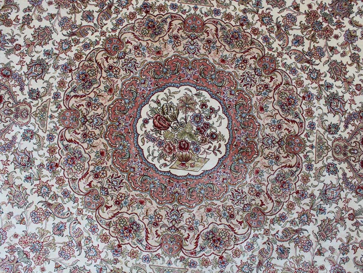 field of circular shape silk carpet