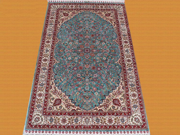 3by5ft blue color silk carpet