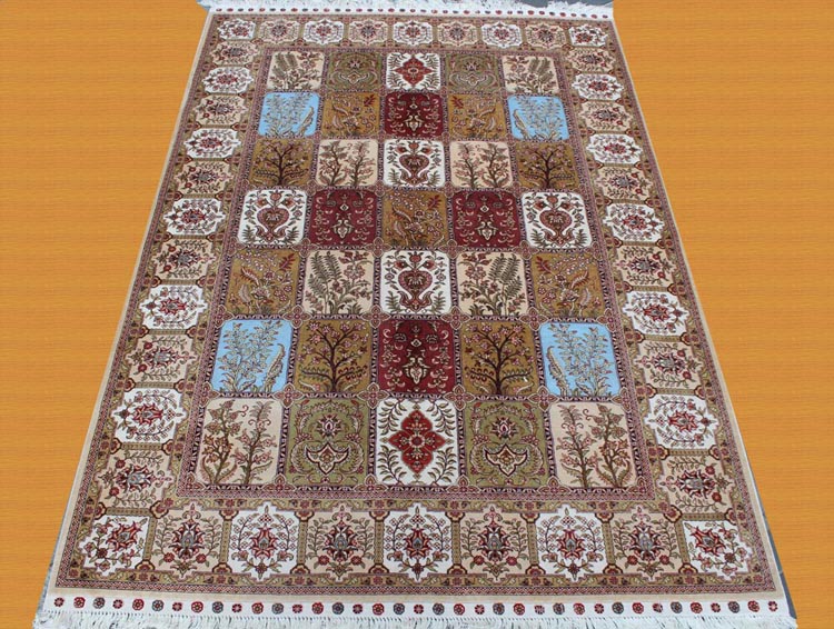 Goemetrical layout persian silk carpet