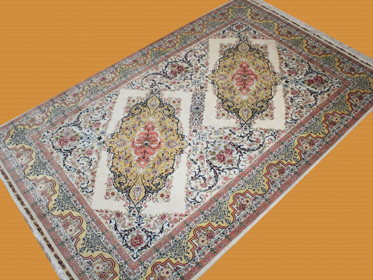4x6ft white color persian silk carpet