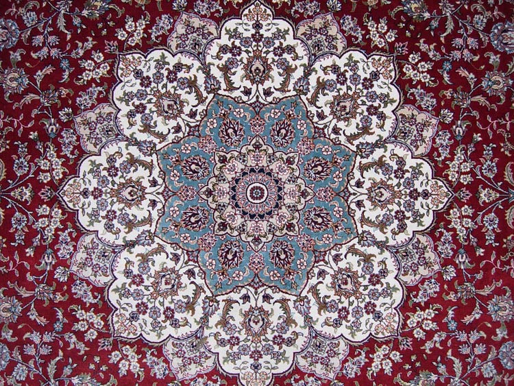 Chinese hand-made silk carpet central medallion
